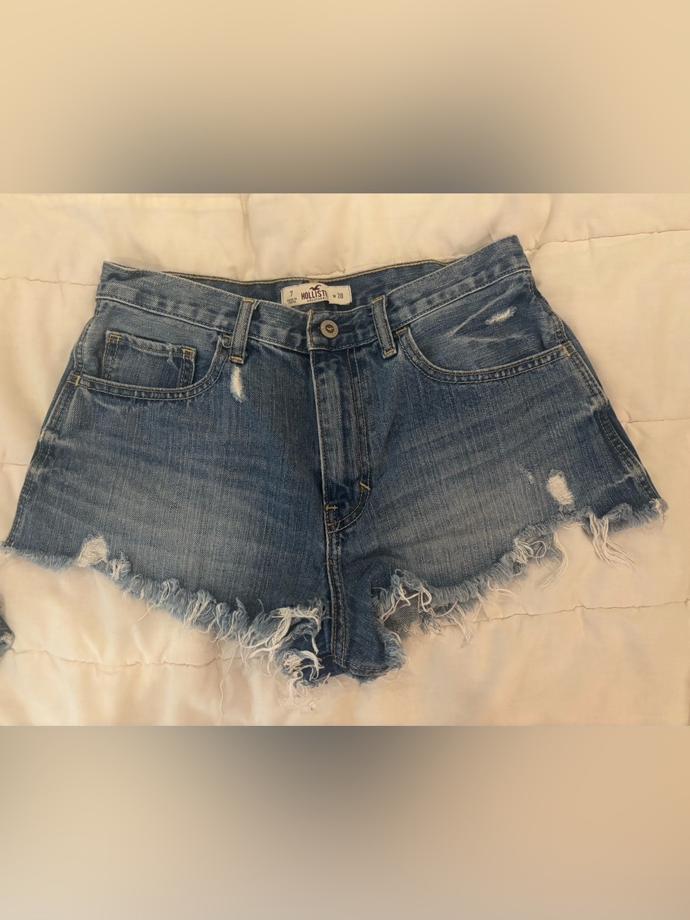 Hollister Blue Distressed Denim Jean Shorts